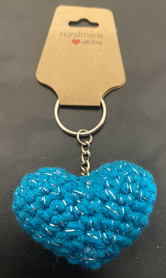 Mini Crochet Heart Keychain